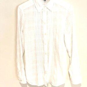 LRL Lauren Jean Co Ralph Lauren White Cotton Blouse Sz Small